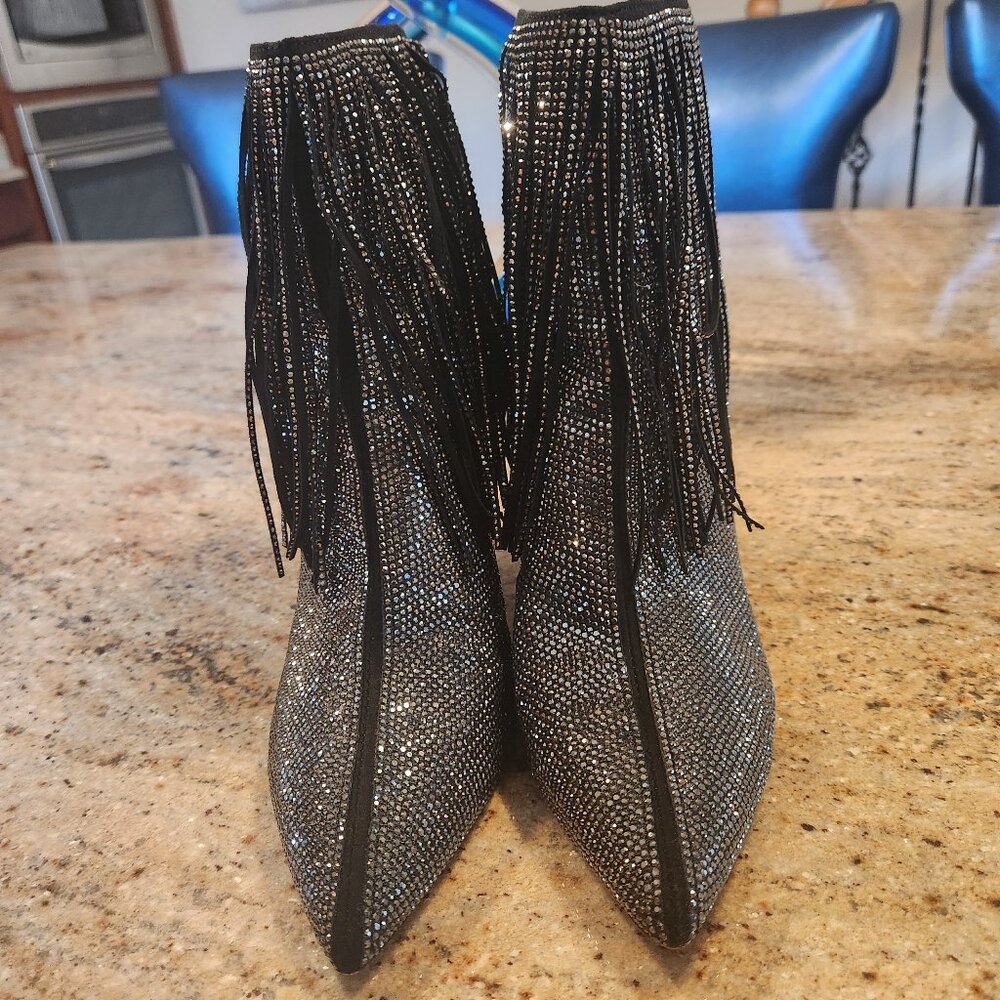 INC Ismeriaf Pewter Crystal Boots Women Size 9 NWT